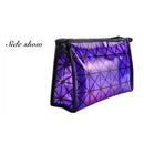 2018 New Fashionable Geometric Cosmetic Bag For Women Luminous Makeup Cases Ladies Zipper Cosmetics Organizer Folding Travel Make Up Handbag Classic 3D Diamond Texture Clutchbag