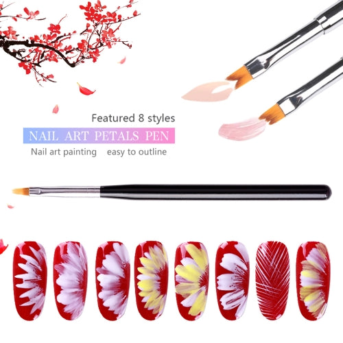 1pc UV Gel Polish French Nail Brushes Gel Varnish Building Painting Petals Drawing Flowers Gradient Dotting Nail Art Pen Brush Three Side Floral Pen