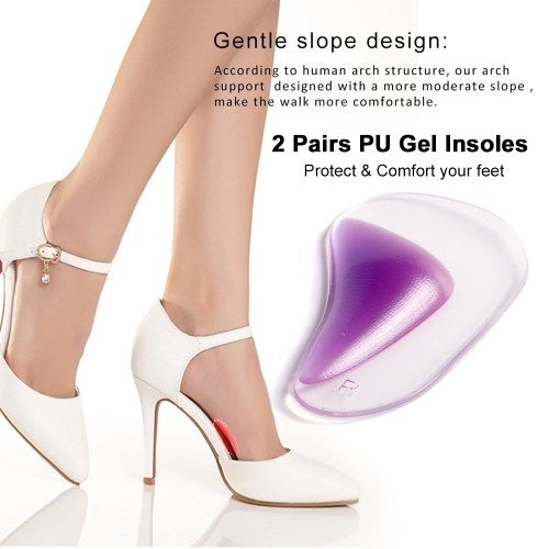 2 Pairs Silicone Insoles Silica Gel Arch Support Insoles Arch Pad