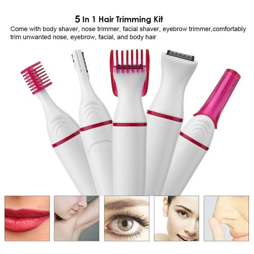 5Pcs Multi-functional Hair Removal Electric Eyebrow Shaping Shaving Machine Women Hair Removal Shaver Trimmer For Underarm Facial Tool Kit