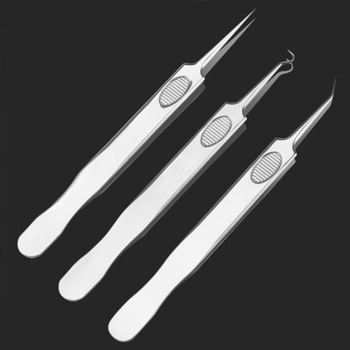 3PCS Stainless Steel Acne Needle Blackhead Removal Clip Whitehead Removal Needle Blemish Remover Tweezers Face Care Beauty Repair Tools