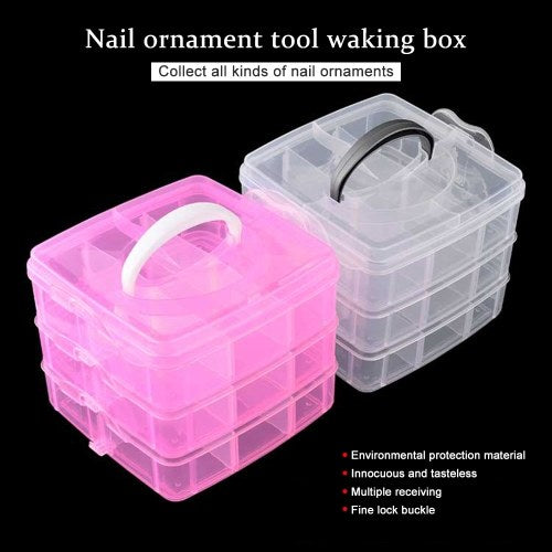 3 Layers Plastic Empty Storage Box Nail Art Rhinestone Tools Jewelry Beads Organizer Container Detachable Makeup Box