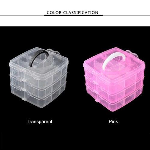 3 Layers Plastic Empty Storage Box Nail Art Rhinestone Tools Jewelry Beads Organizer Container Detachable Makeup Box