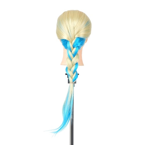 27" Mannequin Head Blue+Gold Hairdressing Training Head Hair Braiding Styling Practice Dummy Head Model With Clamp