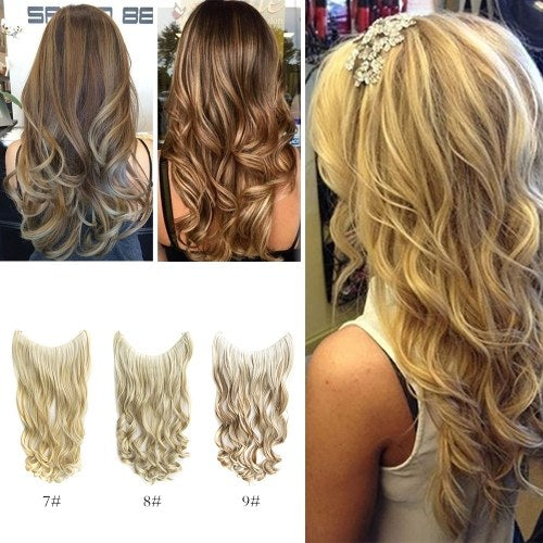 One Piece No Clip Hair Extensions Long Curly Hairpiece