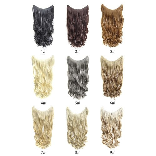 One Piece No Clip Hair Extensions Long Curly Hairpiece