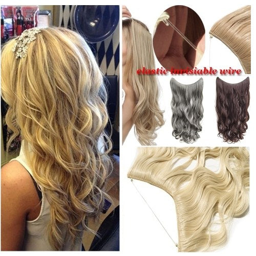 One Piece No Clip Hair Extensions Long Curly Hairpiece