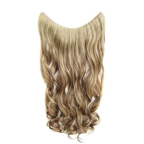 One Piece No Clip Hair Extensions Long Curly Hairpiece