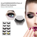 Anself SHIDISHANGPIN 5 Pairs Fake Eyelashes False Eyelashes Long Thick Curly Lashes with 5 Different Styles Makeup Lashes Strip