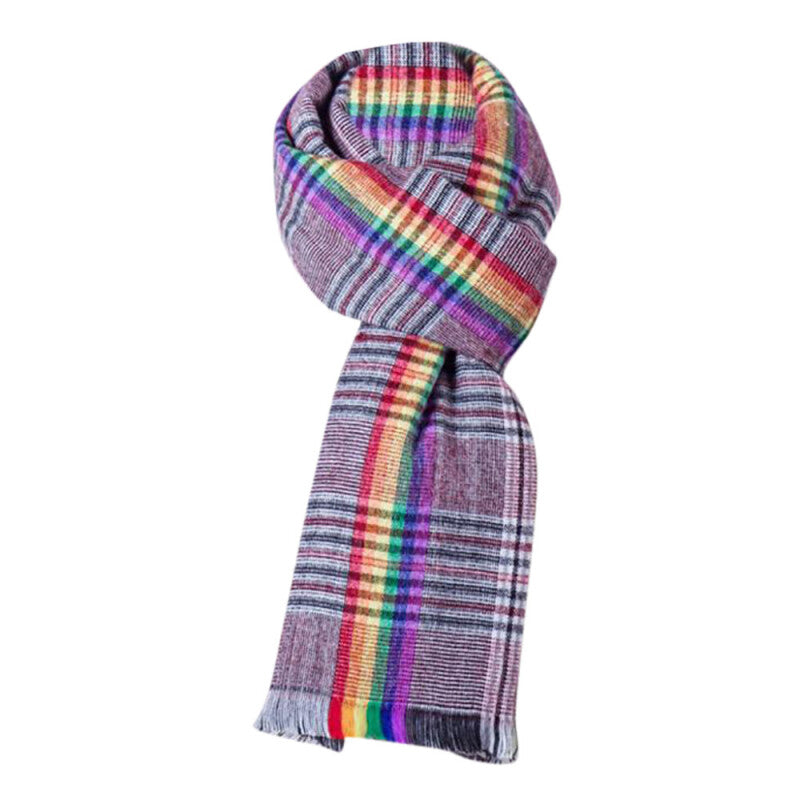 Women Autumn Plaid Soft Tassel Scarf - Multicolor