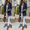 Women Casual Blazer Jacket Coat Outwear - Ming Blue