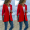 Women Casual Blazer Jacket Coat Outwear - Red