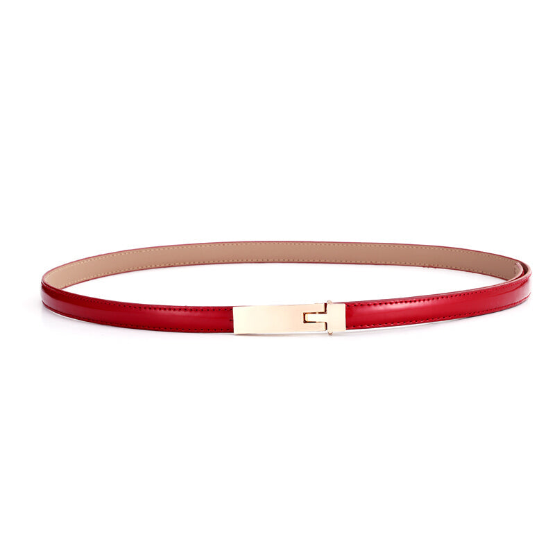 Women Classic Minimalist Leather Belt - Red