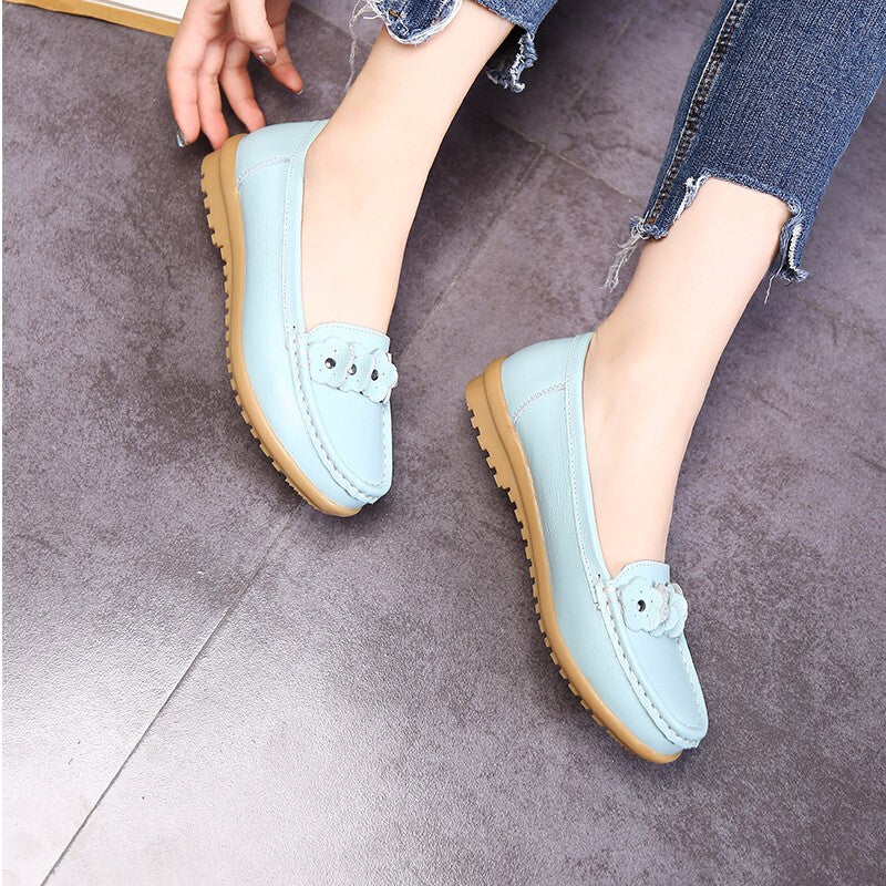 Women Cow Muscle Ballet Light Shoes - Blue