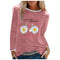 Women Daisy Print Long Sleeves Tunic Blouse Tops - Pink