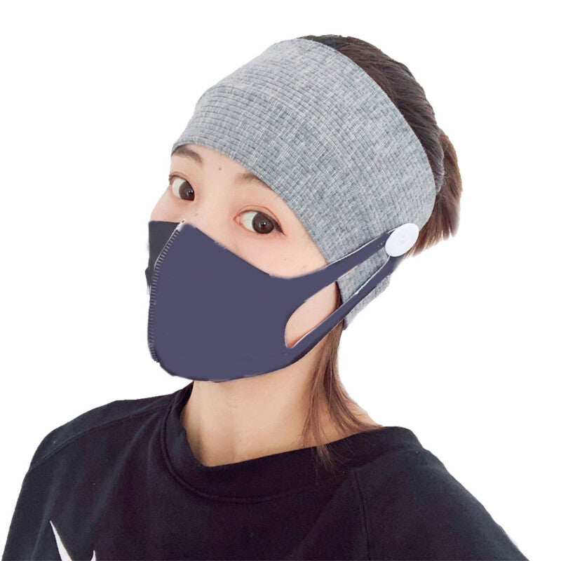 Women Facemask Holder Bandana Headband - Gray