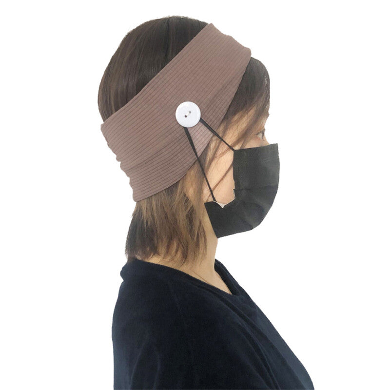 Women Facemask Holder Bandana Headband - Khaki