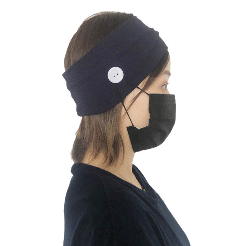 Women Facemask Holder Bandana Headband - Navy