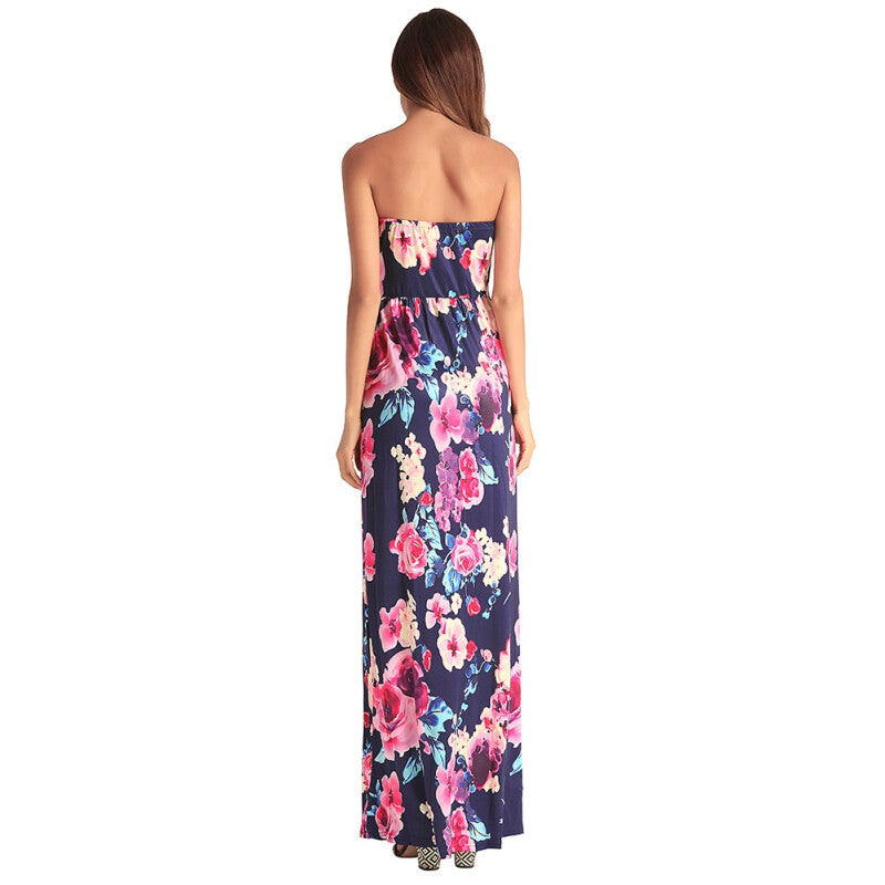 Women Fashion Boho Maxi Dress - Multicolor