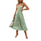 Women Floral V-neck Sleeveless Dress - Green