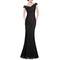 Women Formal Off Shoulder Evening Dress - Black