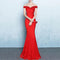 Women Formal Off Shoulder Evening Dress - Red