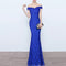 Women Formal Off Shoulder Evening Dress - Royal Blue