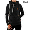 Women Stylish Heaps Collar Hoodie Pullover - Black