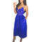 Women Lace Hollow Out Nude Illusion Party Dress - Blue