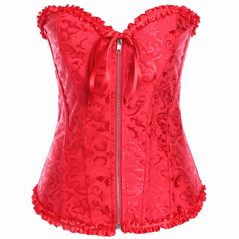 Women Lace Sexy Bone Waist Trainer Shapewear + Underpants - Red