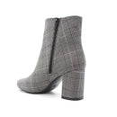 Women Lattice Printing Fabric Boots - Dark Grey