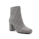 Women Lattice Printing Fabric Boots - Dark Grey