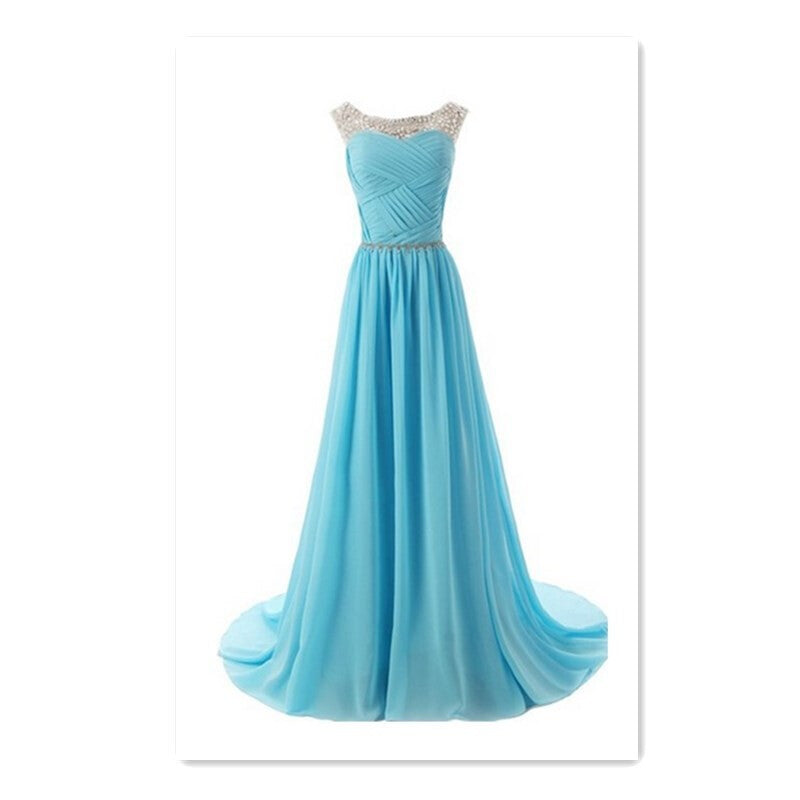 Women Long Skirt Evening Dress - Light Blue