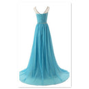 Women Long Skirt Evening Dress - Light Blue