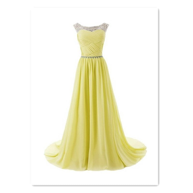 Women Long Skirt Evening Dress - Light Yellow