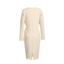 Women Long Sleeve Bodycon Casual Dress - Beige