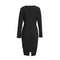 Women Long Sleeve Bodycon Casual Dress - Black