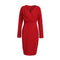 Women Long Sleeve Bodycon Casual Dress - Red