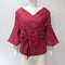 Women Off Shoulder Cross Blouse - Wine Red