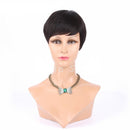 Women Pixie Cut Lace Human Hair Wig - Black