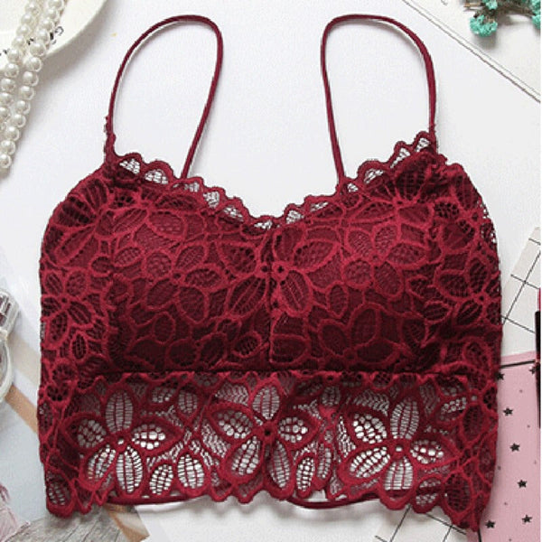 Women Push Up Lace Bralette - Red