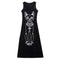 Women Sexy Cat Pattern Long Maxi Dress - Black