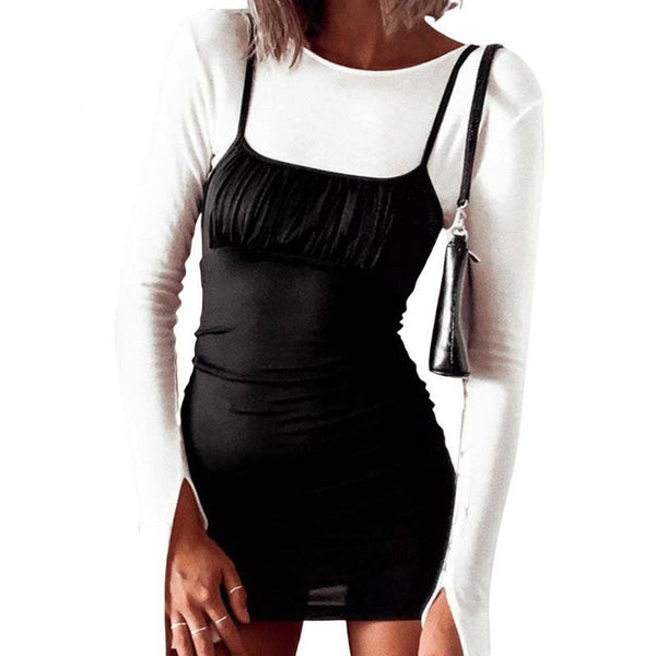 Women Sexy Dress Sleeveless Sling Bodycon - Black