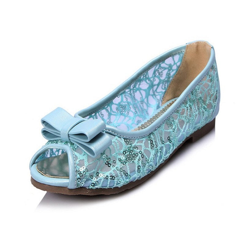 Women Shoes Sequin Fabric Flat Slip-On - Blue