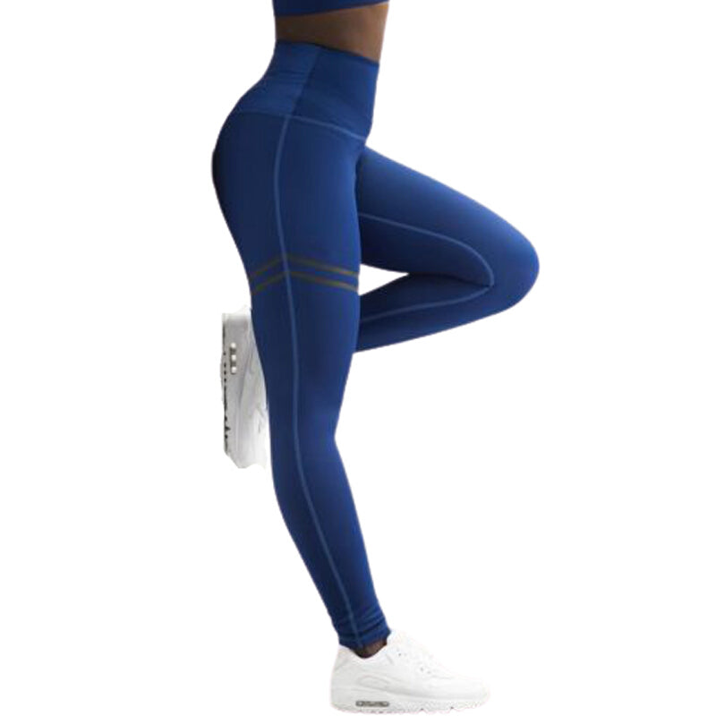 Women Sports High Waist Yoga Fitness Leggings - Blue