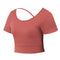 Women Sports Short Sleeve Yoga Crop Tops - Pink