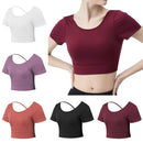 Women Sports Short Sleeve Yoga Crop Tops - Pink