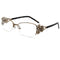 Women Square Shape Vintage Hollow Frame Eyeglasses - Brown