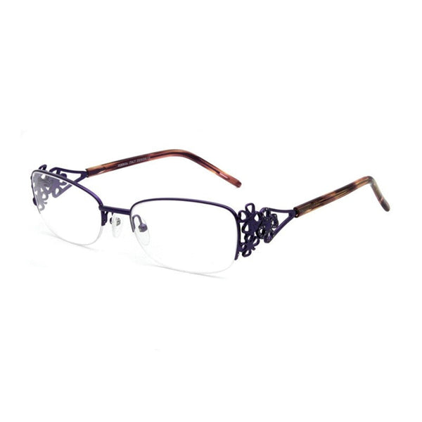 Women Square Shape Vintage Hollow Frame Eyeglasses - Purple