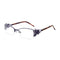 Women Square Shape Vintage Hollow Frame Eyeglasses - Purple